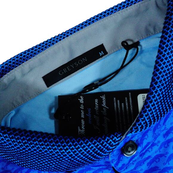 Greyson Jordan Grove XXIII Pather Nation Blue Print Golf Polo Shirt Mens M NWT - Picture 3 of 6